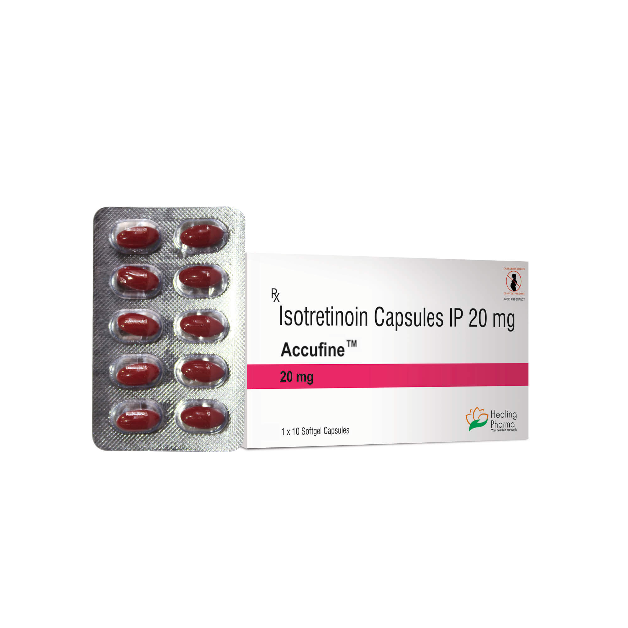 Isotretinoin (Accutane) 20mg (pack of 10 capsules)